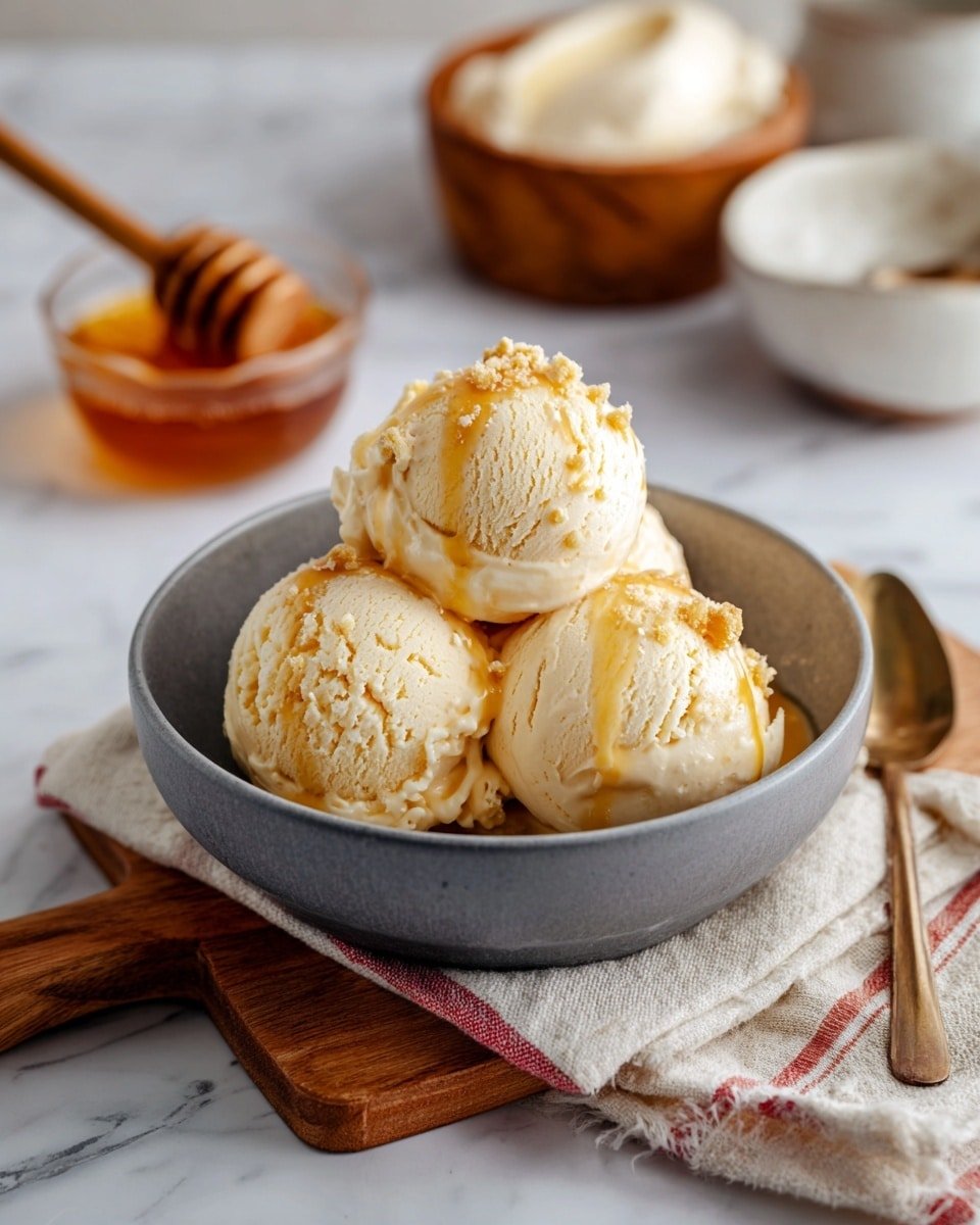 Homemade Honey Ice Cream Recipe - Recipe Image — Homemade Honey Ice Cream, honey ice cream recipe, floral ice cream, natural sweet ice cream, easy homemade ice cream