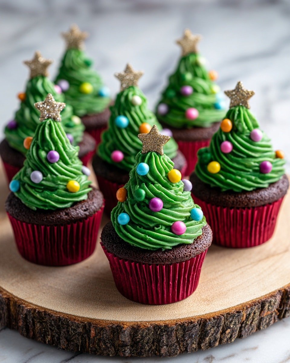 Christmas Tree Cupcakes Recipe - Recipe Image — Christmas Tree Cupcakes, festive cupcakes, holiday dessert ideas, Christmas baking, cheerful Christmas treats