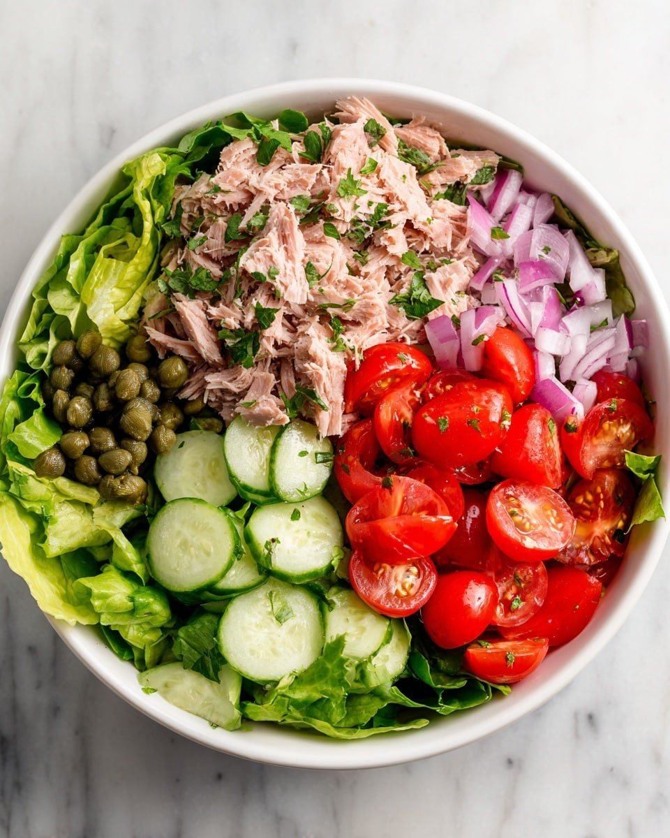 Mediterranean Tuna Salad with Avocado & Capers: Fresh, Zesty & Protein-Packed Recipe - Recipe Image — Mediterranean Tuna Salad with Avocado & Capers, healthy tuna salad, quick Mediterranean lunch, protein-packed tuna salad, fresh seafood salad