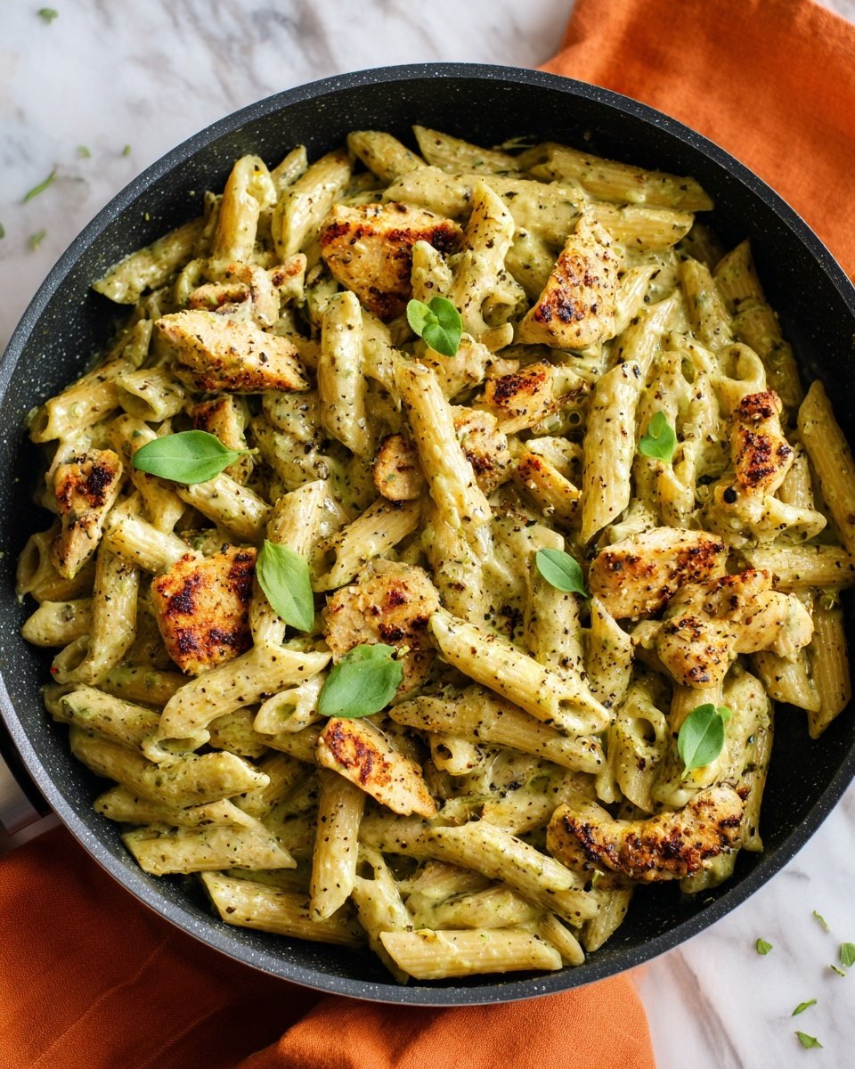 Creamy Chicken Pesto Pasta Recipe - Recipe Image — Creamy Chicken Pesto Pasta, Chicken Pesto Pasta, Easy Pesto Pasta, Quick Creamy Pasta, Healthy Pasta Dinner