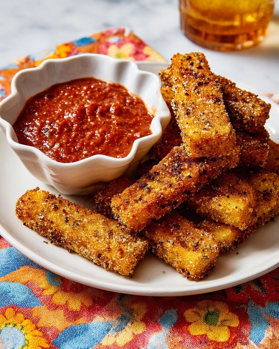 Fried Mozzarella Sticks with Marinara Dipping Sauce Recipe - Recipe Image — Fried Mozzarella Sticks with Marinara Dipping Sauce, mozzarella sticks recipe, cheesy appetizer ideas, crispy fried cheese snack, easy game day appetizer