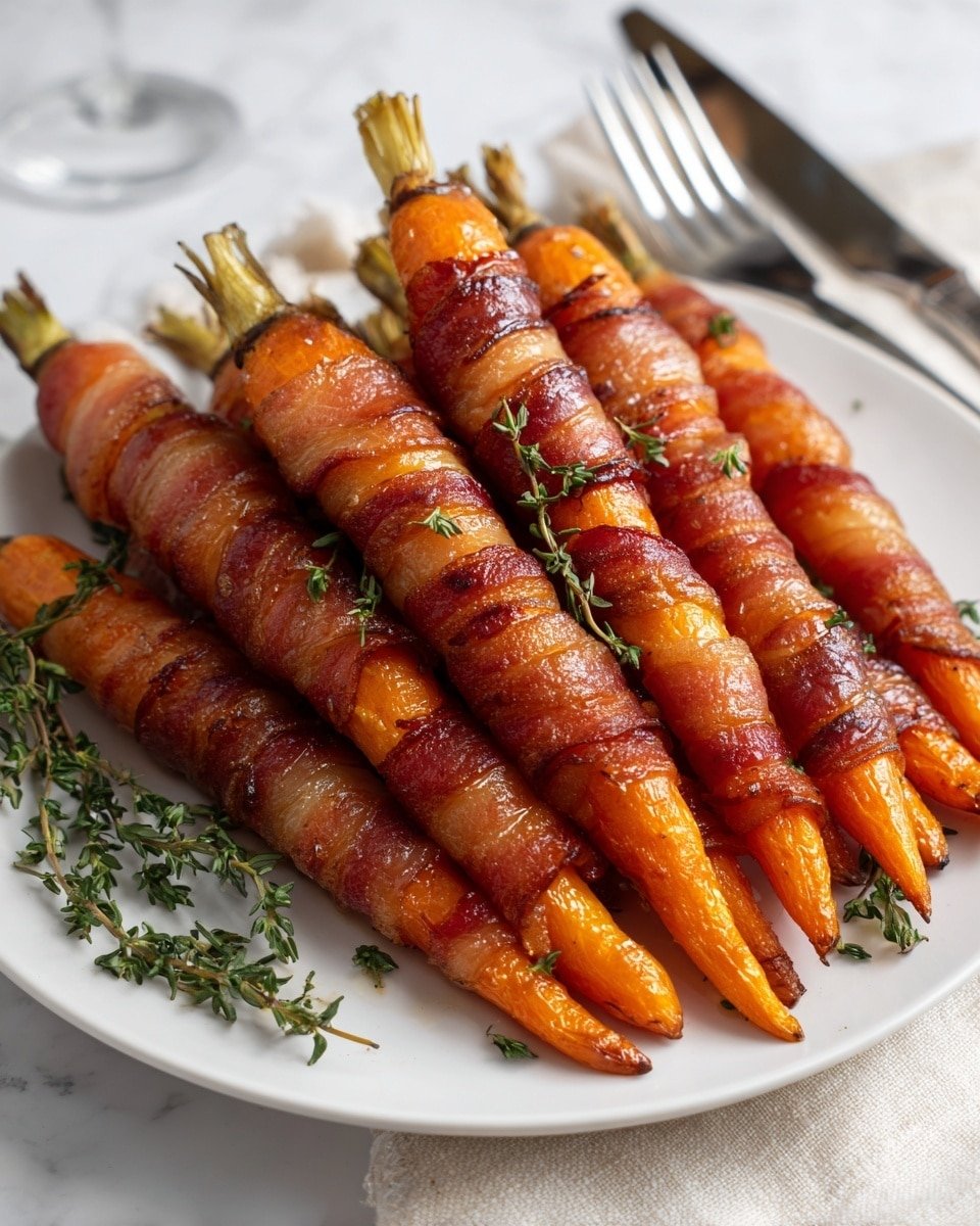 Maple Bacon Carrots Recipe - Recipe Image — Maple Bacon Carrots, Maple Bacon Carrots recipe, sweet savory roasted carrots, bacon wrapped carrots, easy holiday side dishes