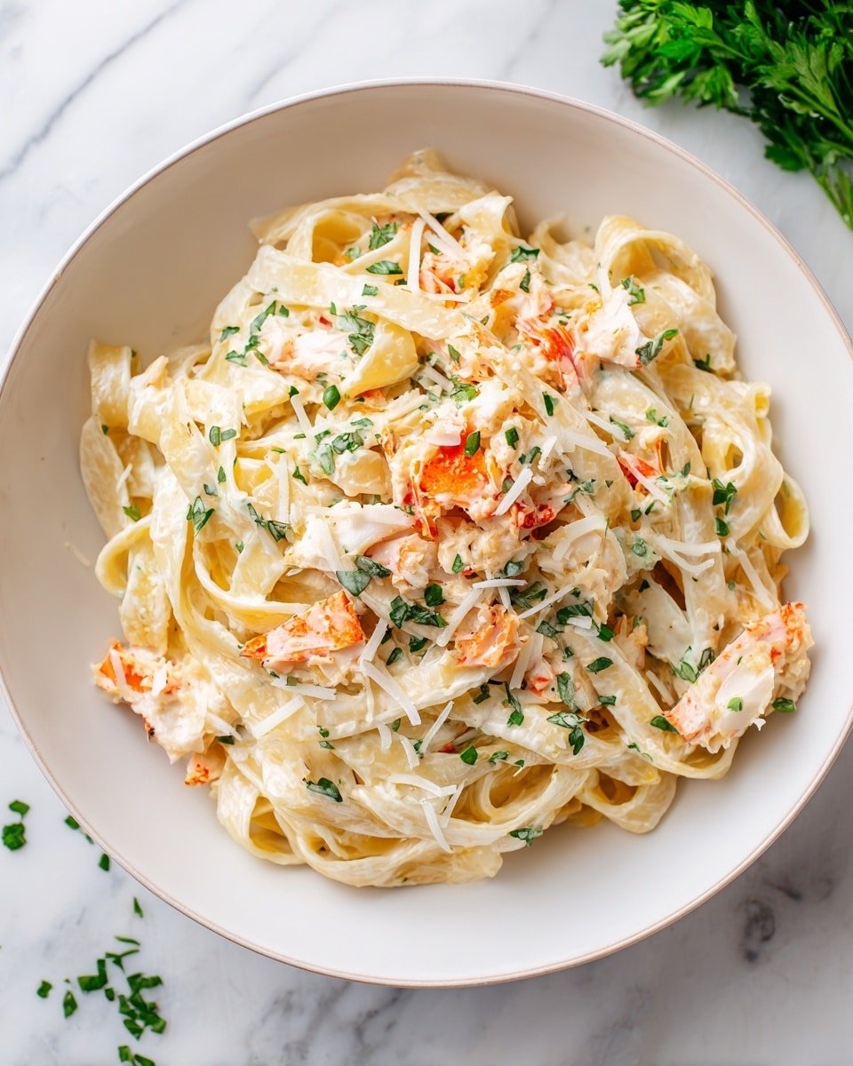 Red Lobster Crab Alfredo Recipe - Recipe Image — Red Lobster Crab Alfredo, creamy seafood pasta, easy crab Alfredo recipe, homemade seafood Alfredo, crab and Parmesan pasta
