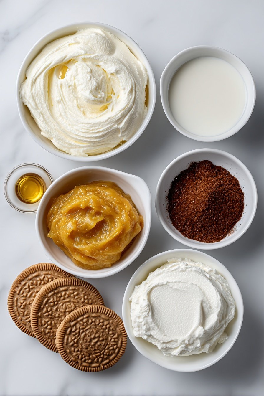 A clear glass cup with a gold rim holds a layered drink with visible ice cubes at the bottom. The first layer is a light brown creamy coffee base, topped with a light frothy foam layer. Above the foam is a thick, fluffy white whipped cream piled high, sprinkled generously with golden brown crumb topping. In the background, there is a second similar glass, slightly blurred, also filled with the same drink. The glasses sit on a white marbled surface with scattered crumbs around them, creating a cozy, inviting scene. photo taken with an iphone --ar 2:3 --v 7 - Vegan Pumpkin Pie Mocktail, fall mocktail recipes, festive vegan drinks, pumpkin spice drinks, plant-based holiday beverages