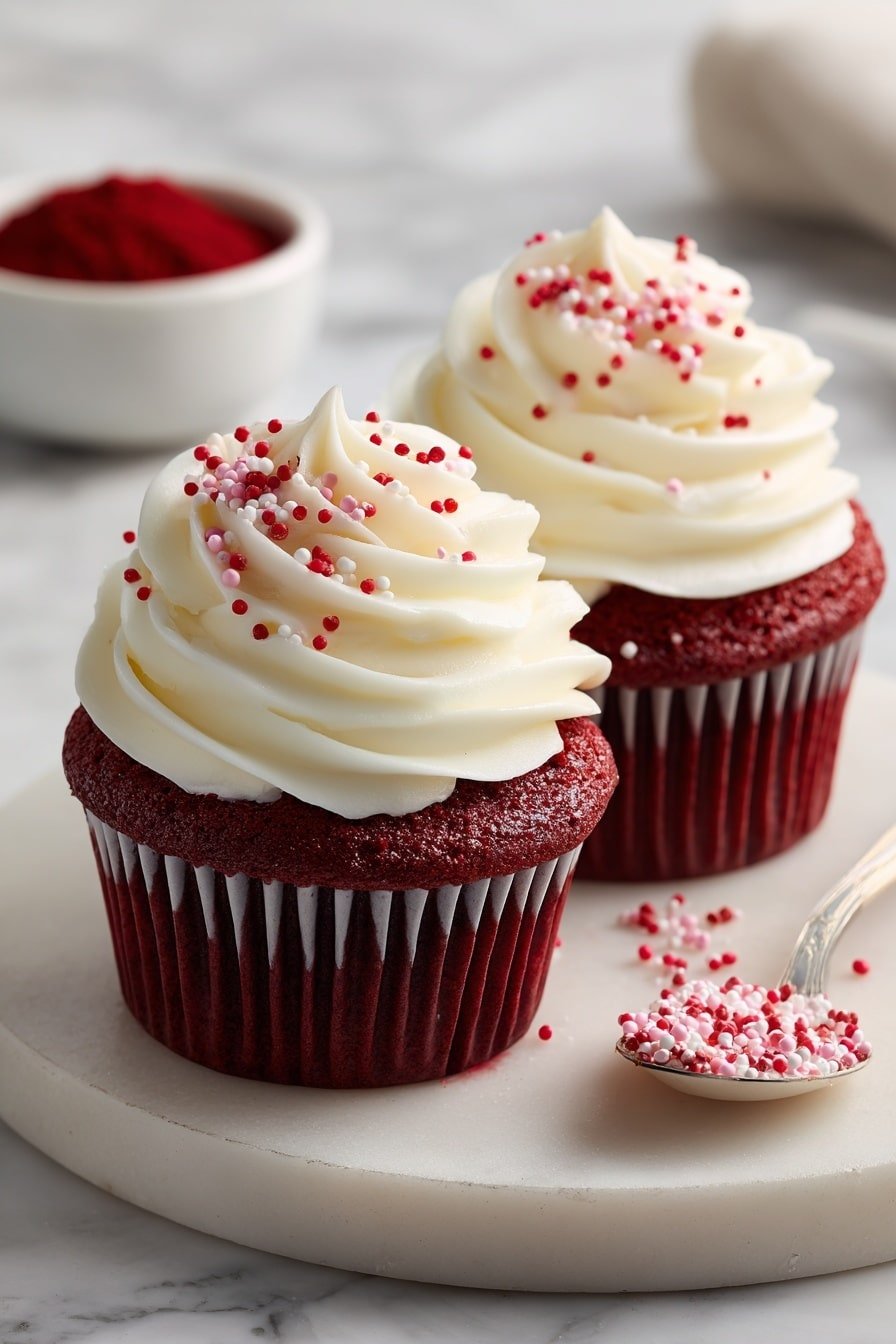 Red Velvet Cupcakes with Cream Cheese Frosting Recipe - Featured Image