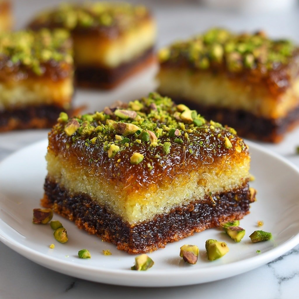 Pistachio Kunafa Brownies Recipe - Featured Image